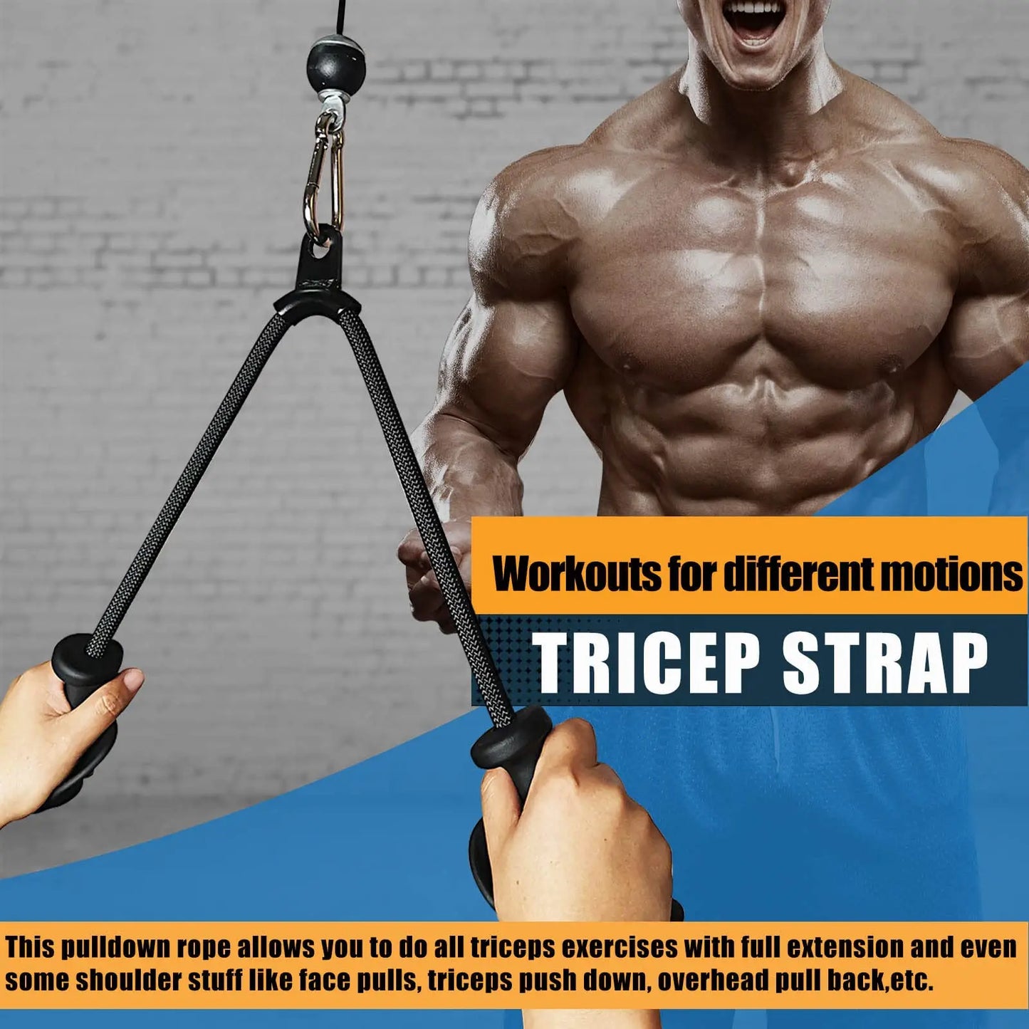 Ergonomic Triceps Rope Pull Down Attachment