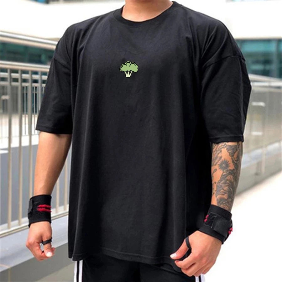 fitness print loose T-shirt