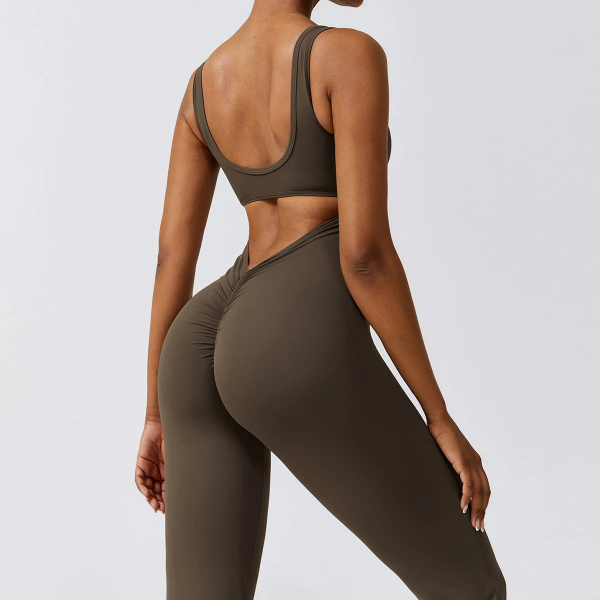 Back V Jumpsuit Gym Set