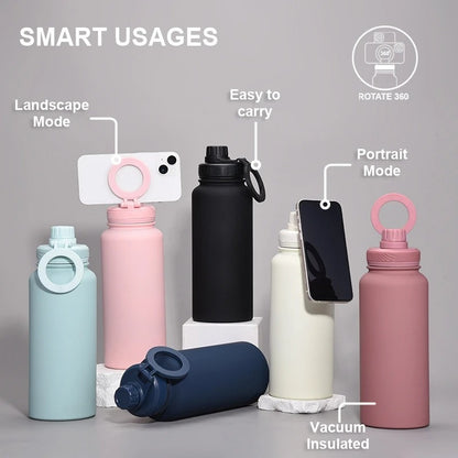 Magnetic Phone Holder Water Bottle